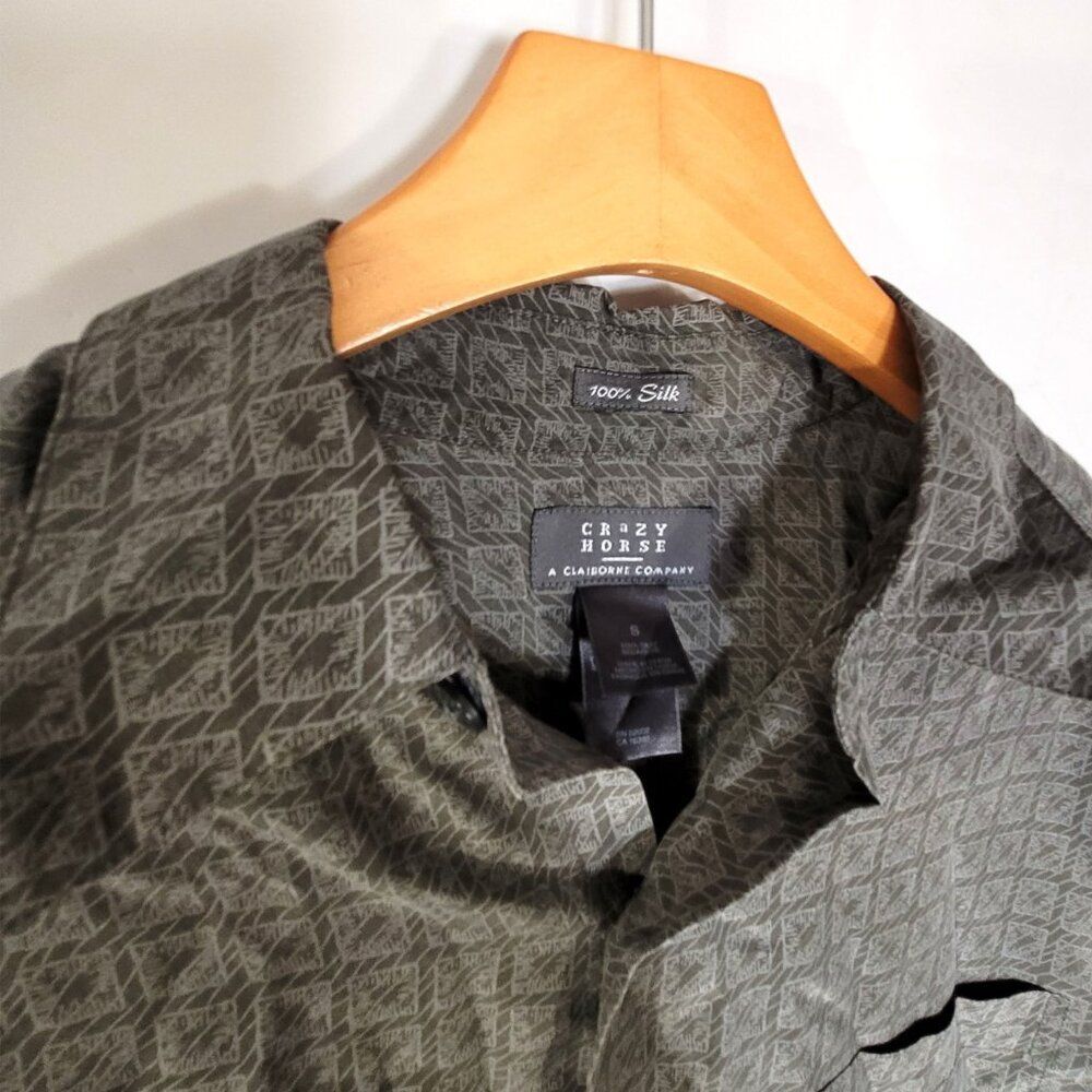 Men's 100% Silk Size L Short Sleeve Top Button-Up Shirt SDK368 - Picture 3 of 3
